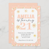 Blush Rose Daisy Anniversaire Invitation N'importe (Devant / Derrière)