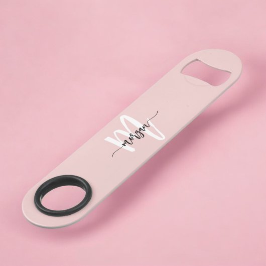 Blush Rose Écriture Moderne Féminin Monogramme Nom