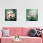 Blush Rose Elegance on Deep Jade (Salon)