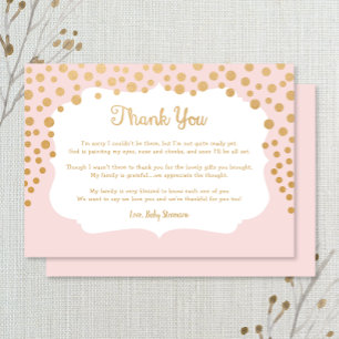 Blush rose faux baby shower or merci note
