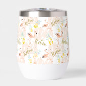 Blush Rose Flamant Monogramme Initiales Ananas (Avant)