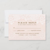 Blush Rose Fleurs de Dentelle RSVP avec Entrées (Devant)