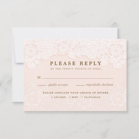 Blush Rose Fleurs de Dentelle RSVP avec Entrées (Devant)