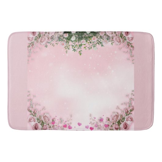 Blush Rose Floral Bathroom Mat (Voorkant)