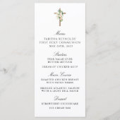 Blush Rose Floral Cross First Communing Menu (Devant)