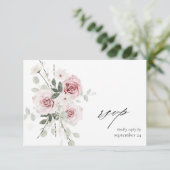 Blush rose Floral & Eucalyptus w Repas Carte RSVP (Debout devant)