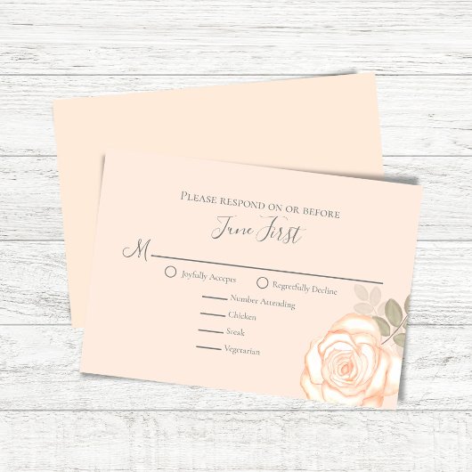 Blush Rose Floral Meal Choice Wedice RSVP