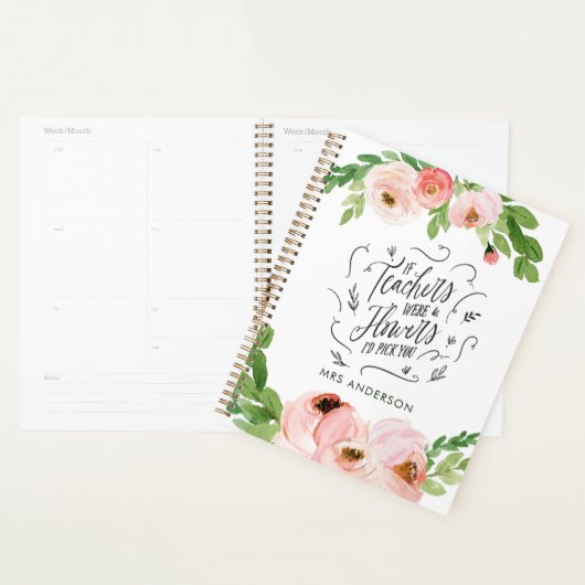 Blush rose floral merci enseignant cadeau  (Devant avec enveloppe)