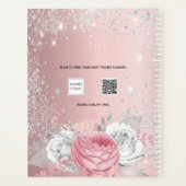 Blush rose floral pailleté argenté nom script 2027 (Dos)