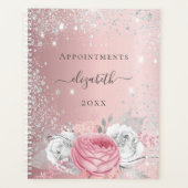 Blush rose floral pailleté argenté nom script 2027 (Devant)