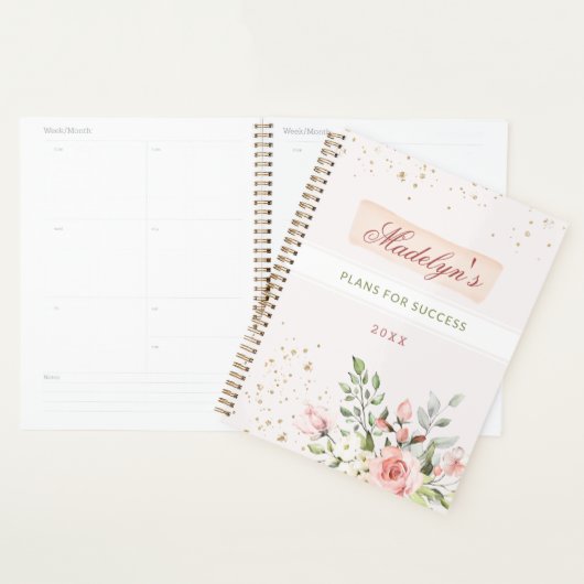 Blush rose Floral Parties scintillant or Nom perso (Devant avec enveloppe)