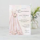 Blush rose Floral Quinceañera Invitation Anniversa (Debout devant)