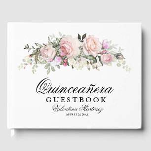 Blush Rose Floral Quinceanera Livre d'or