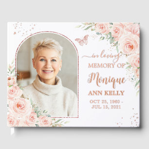 Blush rose Floral Rose Gold Memorial Funeral Photo