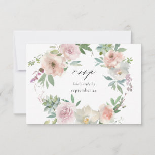 Blush Rose Floral & Succulent w Repas Carte RSVP