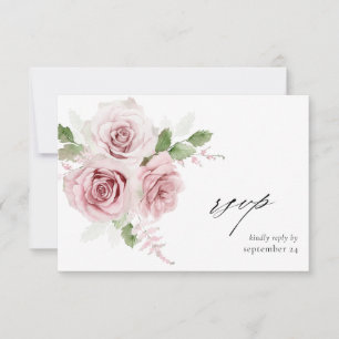 Blush rose Floral w Repas Carte RSVP