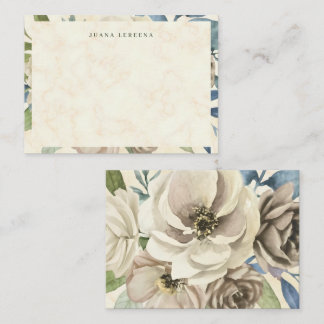 Blush Rose Garden Watercolor Floral Flat Note Card Notitiekaartje