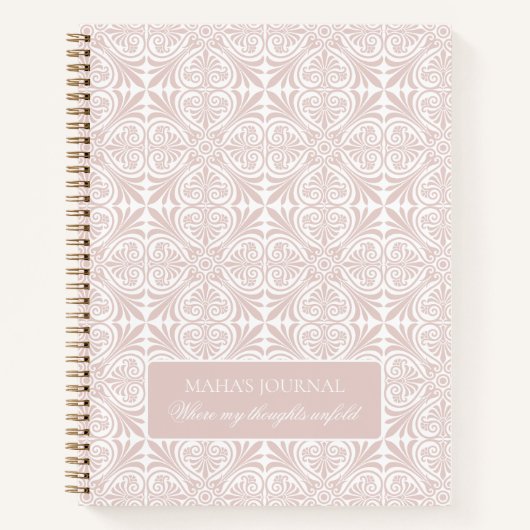 Blush Rose Geometric Floral Personalized Journal Notitieboek (Voorkant)