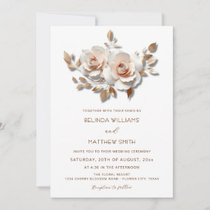 Blush Rose Gold 3D Bloemen Eenvoudig Kaart
