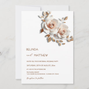 Blush Rose Gold 3D Bloemen Eenvoudig Kaart