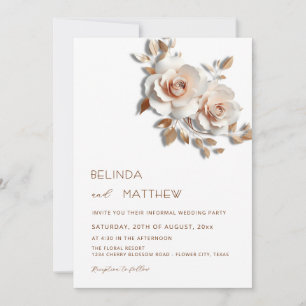 Blush Rose Gold 3D Bloemen Eenvoudig Kaart