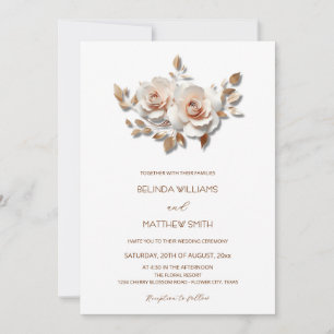 Blush Rose Gold 3D Bloemen Eenvoudig Kaart
