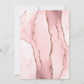 Blush Rose Gold Agate Dark Wedding Invitation Kaart (Achterkant)
