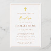 Blush rose & Gold Boy Baptême Foil Invitation (Recto)