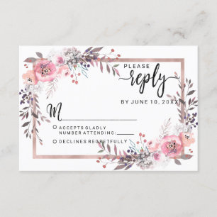 Blush & Rose Gold encadré Mariage floral Réponse R