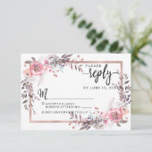 Blush & Rose Gold encadré Mariage floral Réponse R (Debout devant)