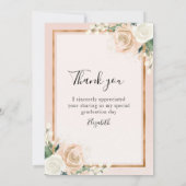 Blush & Rose Gold Floral Graduation Merci (Dos)