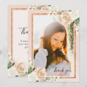 Blush & Rose Gold Floral Graduation Merci (Devant / Derrière)