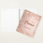 Blush rose gold glitter dust monogram name 2023 (Devant avec enveloppe)