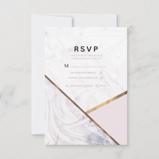 Blush Rose Gold Mariage RSVP Tourbillon Rose (Devant)
