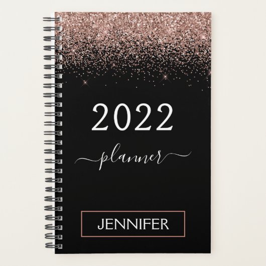 Blush Rose Gold Monogramme Pailleté Noir 2022 (Devant)
