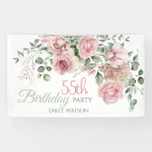Blush Rose Greenery Eucalypt 55th Birthday Spandoek (Horizontaal)