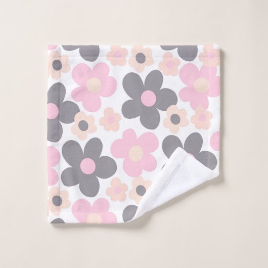 Blush Rose Grey Daisers Retro Dream #1 #retro #art (Gant de toilette)