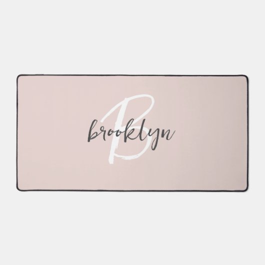Blush rose gris monogramme nom écriture tendance (Recto)