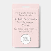 Blush Rose Logo Script Photo Badge Technicien de M (Arrière)