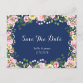 Blush Rose Navy Bleu Enregistrer La Date Cartes Po (Devant)