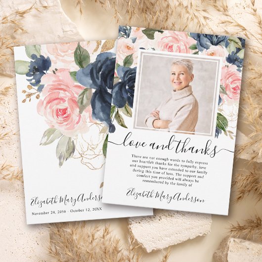 Blush Rose Navy Floral Merci Bereavement Photo