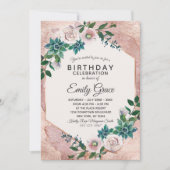 Blush Rose Or Anniversaire Fête Invitation (Devant)