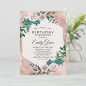 Blush Rose Or Anniversaire Fête Invitation (Debout devant)