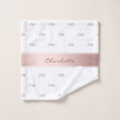 Blush rose or blanc monogramme élégant (Gant de toilette)