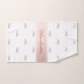 Blush rose or blanc monogramme élégant (Serviette à main)