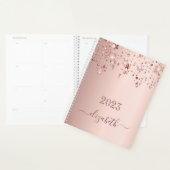 Blush rose or étoiles gouttant nom monogramme 2023 (Devant avec enveloppe)