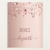 Blush rose or étoiles gouttant nom monogramme 2023 (Devant)