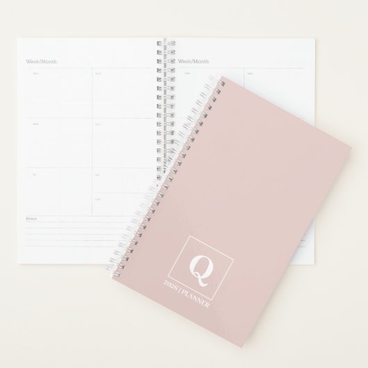 Blush Rose Personalized 2026 Planner (Devant avec enveloppe)