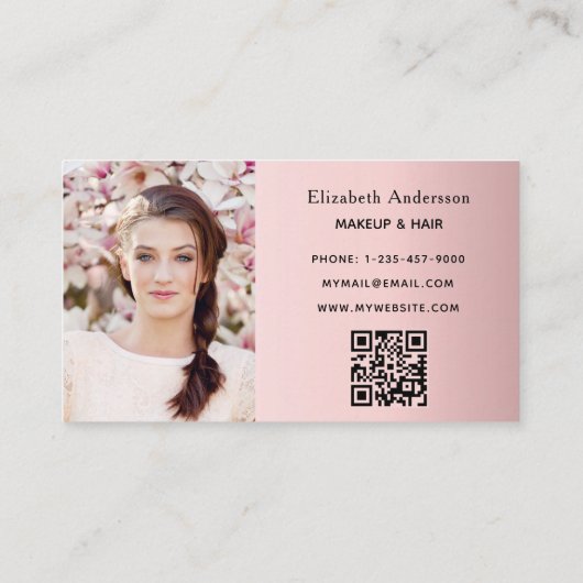 Blush rose photo code qr carte de fidélité profess (Dos)