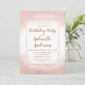 Blush Rose & Rose Gold Invitation de fête d'annive (Debout devant)